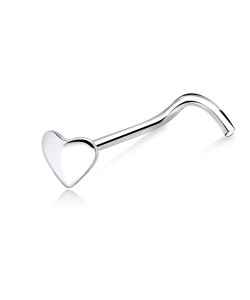 Heart Shaped Curved Nose Stud Silver NSKB-05